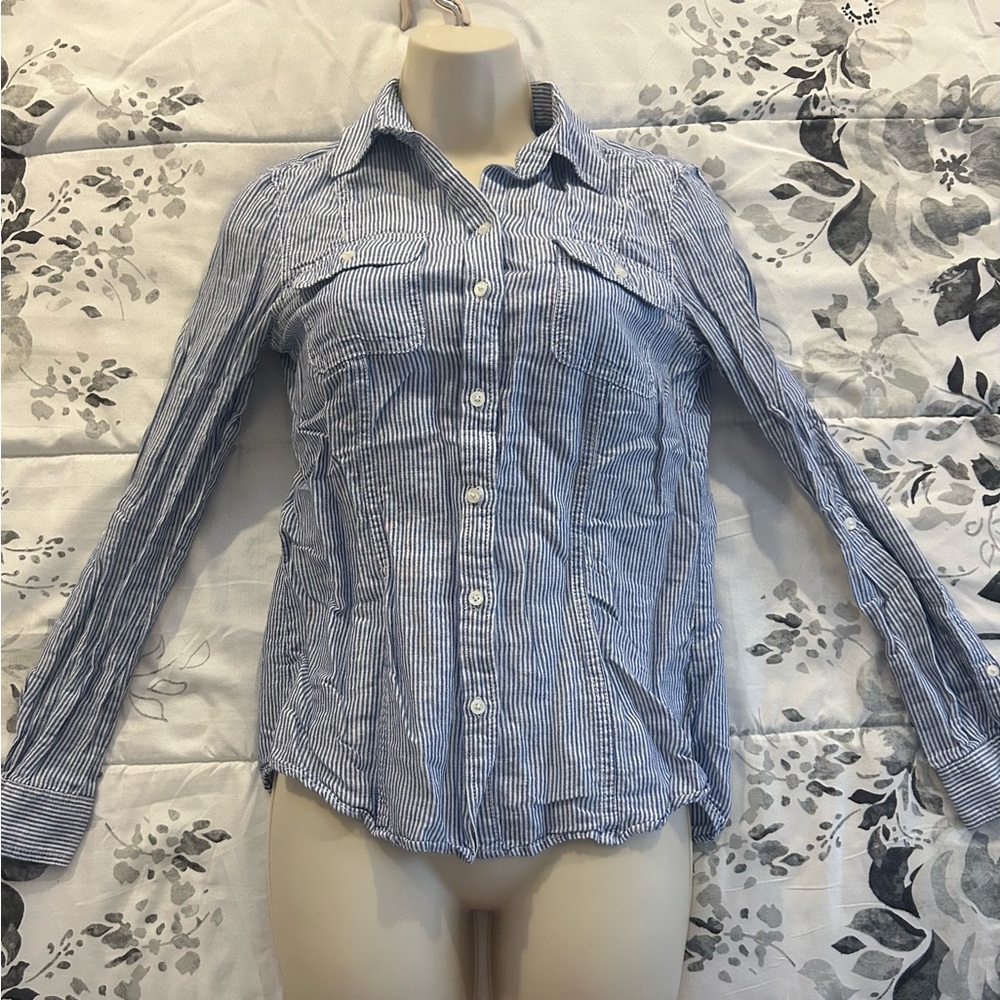 Kenar Blue and White Striped Shirt